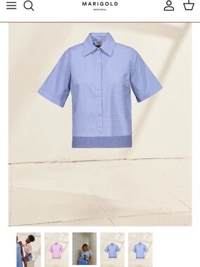 MARIGOLD Blue & White Striped Short-Sleeve Shirt